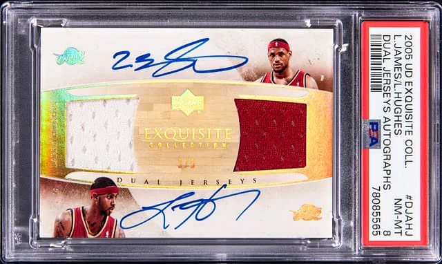 2005-06 Upper Deck Exquisite Collection LeBron James/Larry Hughes Dual Jerseys Autographs #DJA-HJ card image