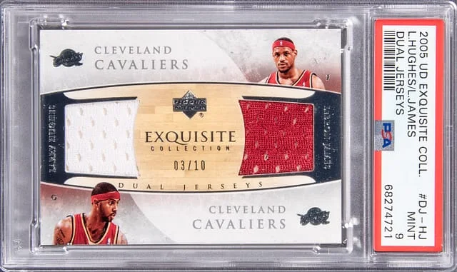 2005-06 Upper Deck Exquisite Collection LeBron James/Larry Hughes Game-Used Dual Jerseys #DJ-HJ card image
