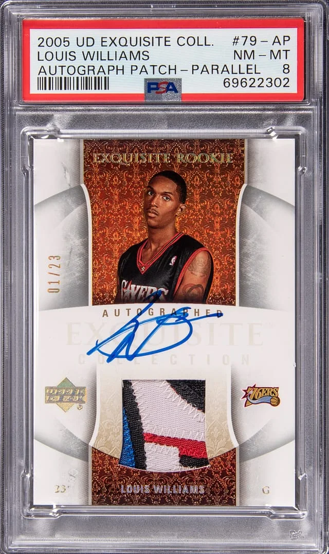 2005-06 Upper Deck Exquisite Collection Louis Williams Autograph Patch (RPA) Parallel #79-AP card image