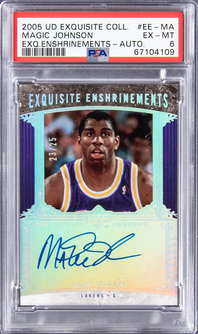 2005-06 Upper Deck Exquisite Collection Magic Johnson Exquisite Enshirenments #EE-MA card image