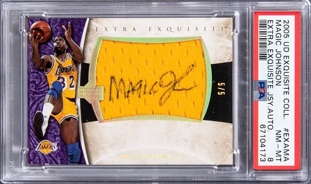 2005-06 Upper Deck Exquisite Collection Magic Johnson Extra Exquisite Jersey Autograph #EXA-MA card image