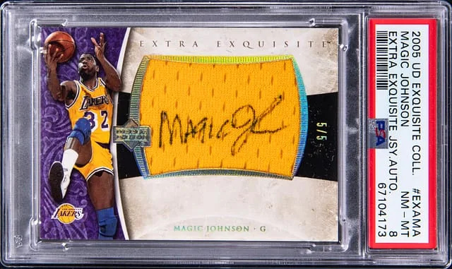 2005-06 Upper Deck Exquisite Collection Magic Johnson Extra Exquisite #EXA-MA card image