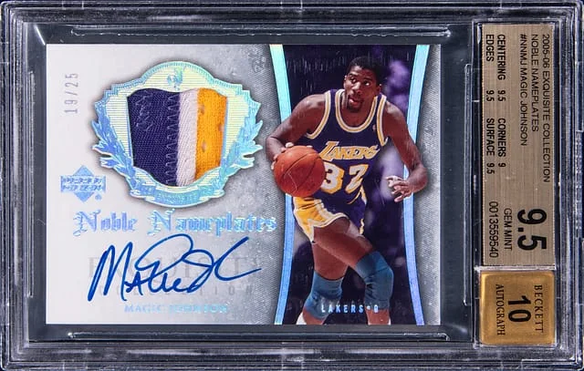2005-06 Upper Deck Exquisite Collection Magic Johnson Noble Nameplates #NN-MJ card image