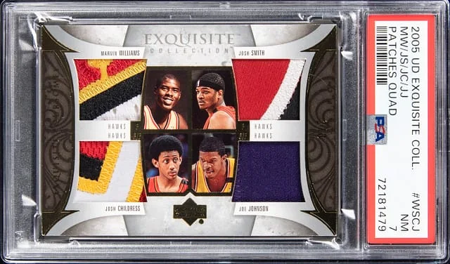 2005-06 Upper Deck Exquisite Collection Marvin Williams, Josh Smith, Josh Childress, Joe Johnson Quad Patches Quad #WSCJ card image