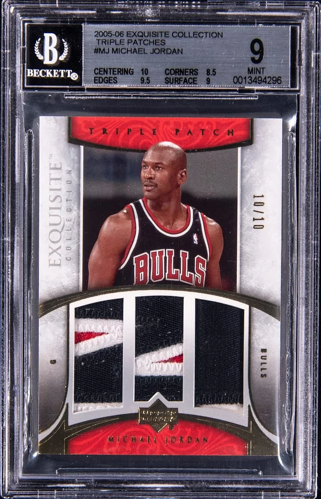 2005-06 Upper Deck Exquisite Collection Michael Jordan Game-Used Triple Patches #E3P-MJ card image