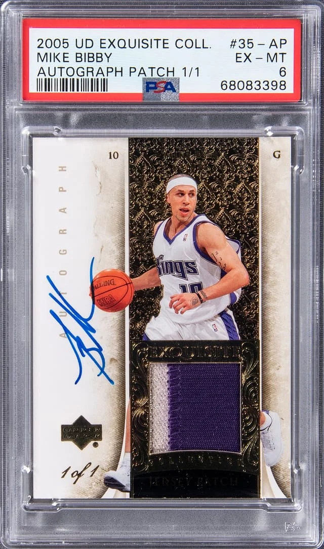 2005-06 Upper Deck Exquisite Collection Mike Bibby Autograph Patch #35-AP card image