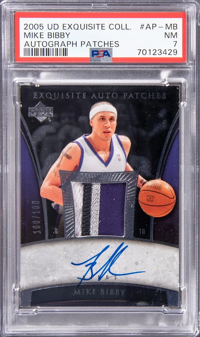 2005-06 Upper Deck Exquisite Collection Mike Bibby Autograph Patches #AP-MB card image