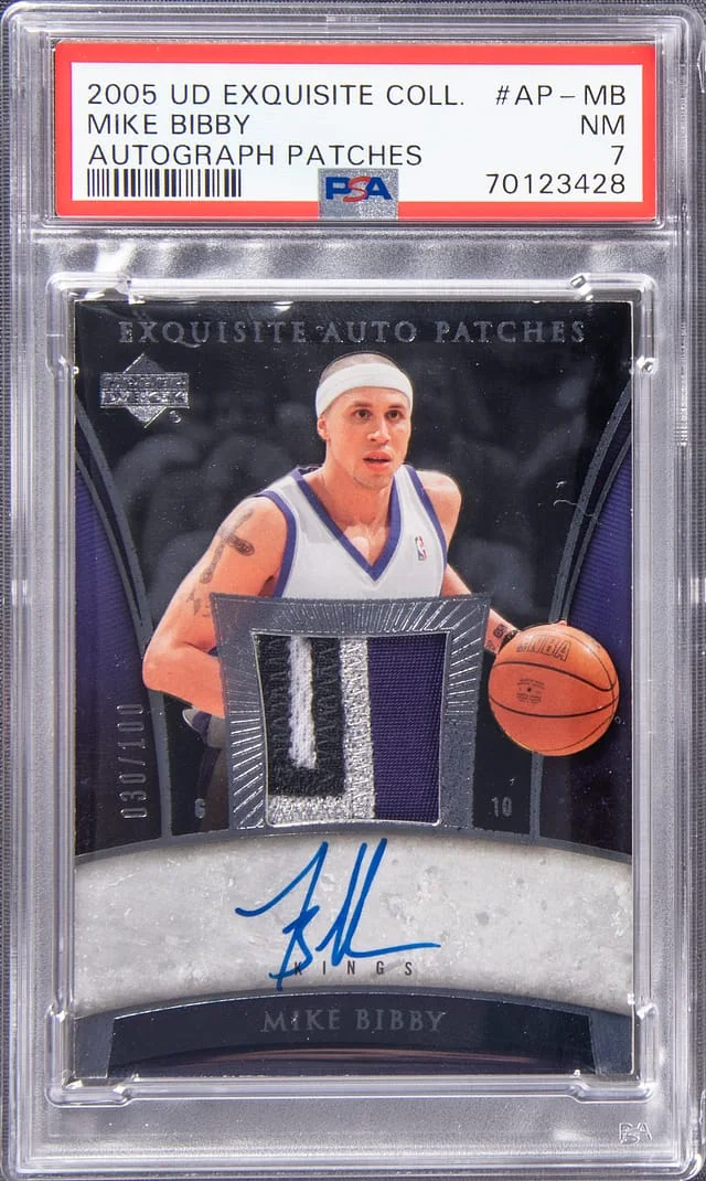 2005-06 Upper Deck Exquisite Collection Mike Bibby Autograph Patches #MB card image