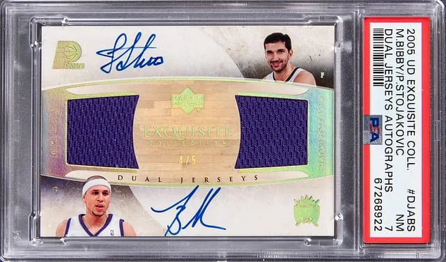 2005-06 Upper Deck Exquisite Collection Mike Bibby, Peja Stojakovic Dual Jerseys Autograph #DJA-BS card image