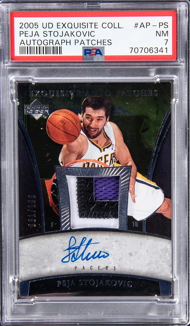 2005-06 Upper Deck Exquisite Collection Peja Stojakovic Signed Patch Card #AP-PS card image