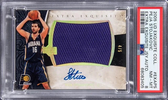 2005-06 Upper Deck Exquisite Collection Peja Stojakovic Extra Exquisite Jersey Autographs #APS card image