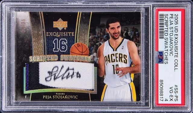 2005-06 Upper Deck Exquisite Collection Peja Stojakovic Scripted Swatches #SS-PS card image