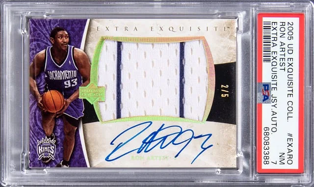 2005-06 Upper Deck Exquisite Collection Ron Artest Extra Exquisite Jersey Autograph #EXA-RO card image
