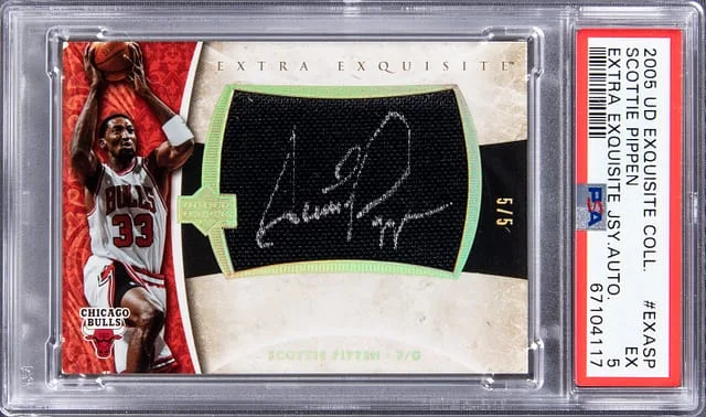 2005-06 Upper Deck Exquisite Collection Scottie Pippen Extra Exquisite Jersey Autograph #EXA-SP card image