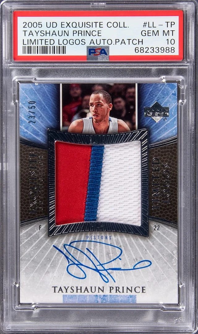 2005-06 Upper Deck Exquisite Collection Tayshaun Prince Limited Logos #LL-TP card image