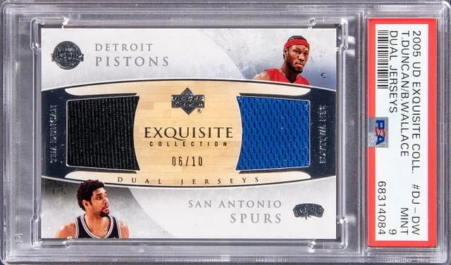 2005-06 Upper Deck Exquisite Collection Tim Duncan/Ben Wallace Game-Used Dual Jerseys #DJ-DW card image