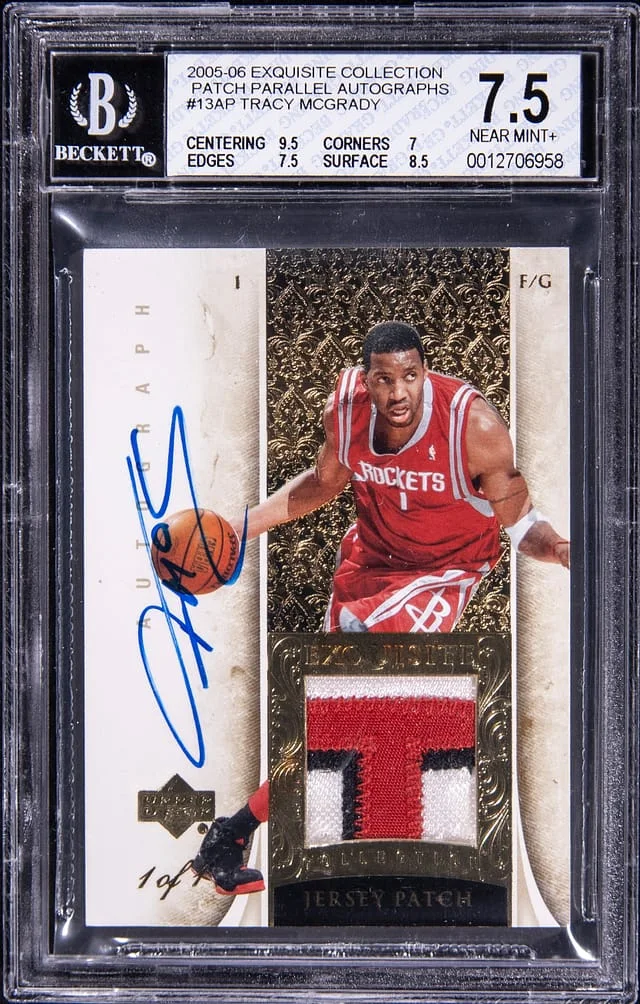 2005-06 Upper Deck Exquisite Collection Tracy McGrady Patch Parallel Autographs #13-AP card image