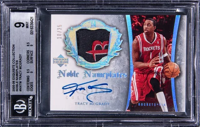 2005-06 Upper Deck Exquisite Collection Tracy McGrady Noble Nameplates #NN-TM card image