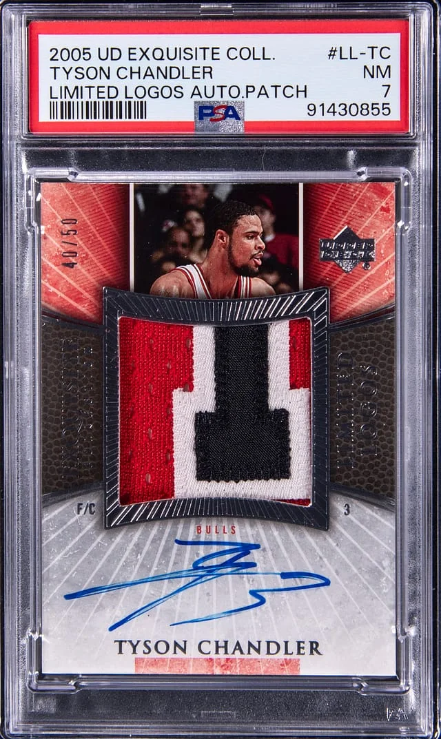 2005-06 Upper Deck Exquisite Collection Tyson Chandler Limited Logos Autograph Patch #LL-TC card image