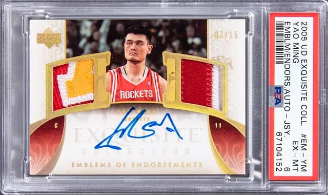 2005-06 Upper Deck Exquisite Collection Yao Ming Emblem of Endorsements Autograph Jersey #EM-YM card image
