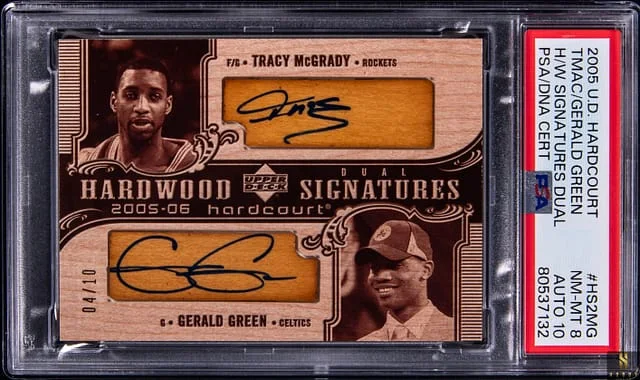 2005-06 Upper Deck Hardcourt Tracy McGrady/Gerald Hardwood Signatures Dual #HS2-MG card image
