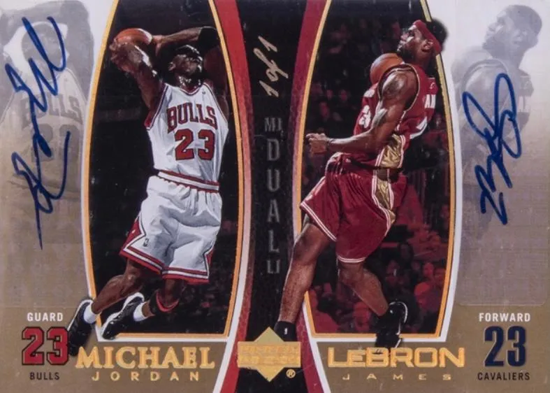 2005-06 Upper Deck Lebron James Michael Jordan/ Autographs #LJMJ1-A card image