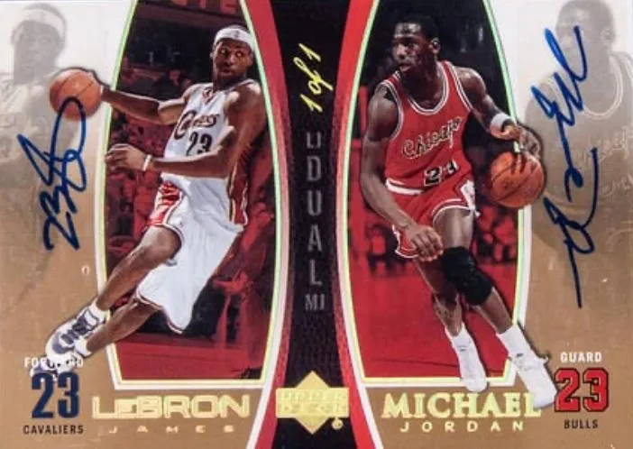 2005-06 Upper Deck Lebron James Michael Jordan/ Autographs #LJMJ6-A card image