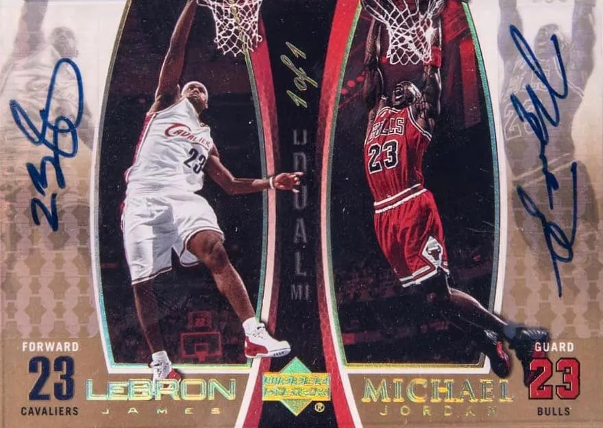 2005-06 Upper Deck Lebron James Michael Jordan/ Autographs #LJMJ8-A card image