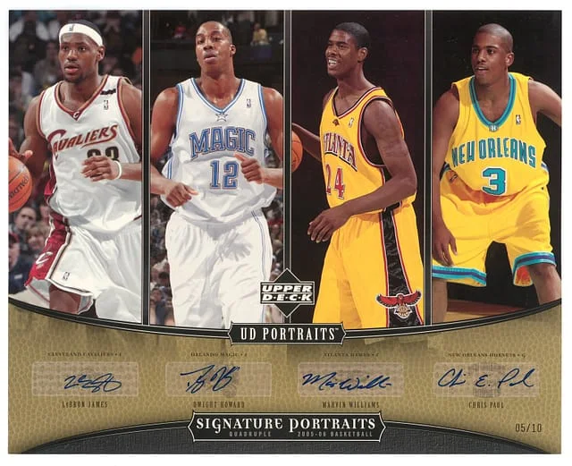 2005-06 Upper Deck LeBron James/Dwight Howard/Marvin Williams/Chris Paul Multi-Signed Portraits Quadruple Signature Portraits #QSP-2 card image