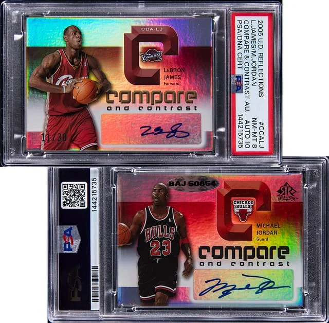 2005-06 Upper Deck LeBron James/Michael Jordan Reflections Compare & Contrast Autographs #CCA-LJ card image