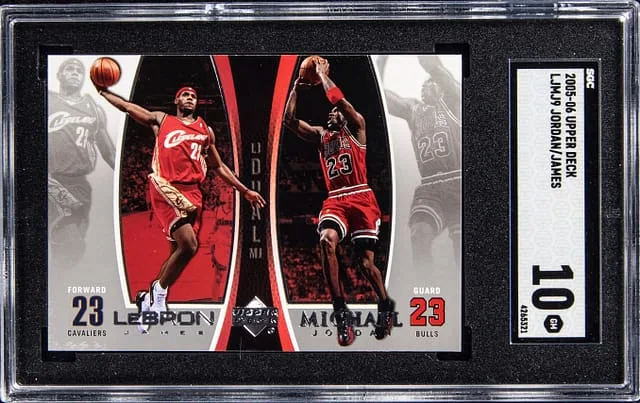 2005-06 Upper Deck LeBron James/Michael Jordan #LJMJ9 card image
