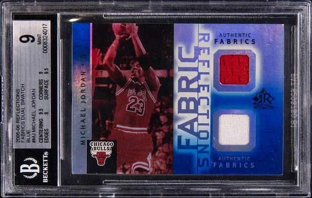 2005-06 Upper Deck Michael Jordan Reflections Fabrics Dual Swatch Blue #FR2-MJ card image