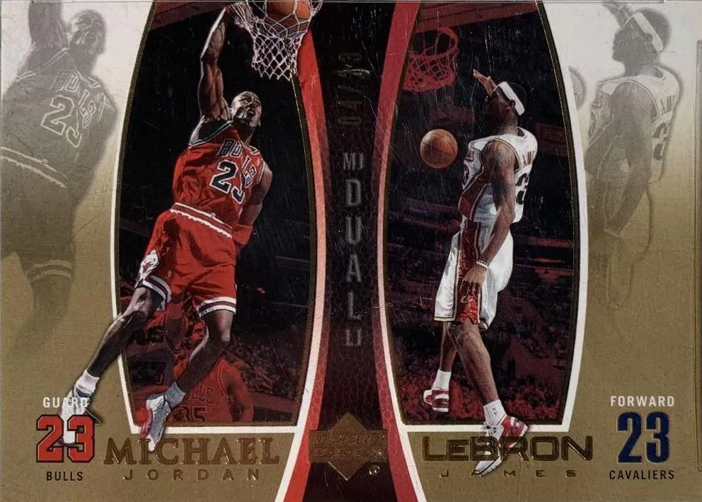 2005-06 Upper Deck Michael Jordan /LeBron James Gold #MJLJ2 card image