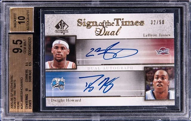 2005-06 Upper Deck SP Authentic LeBron James/Dwight Howard Sign of the Times Dual #JH card image