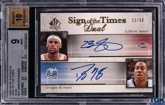 2005-06 Upper Deck SP Authentic LeBron James/Dwight Howard Sign of The Times Dual #SD-JH card image