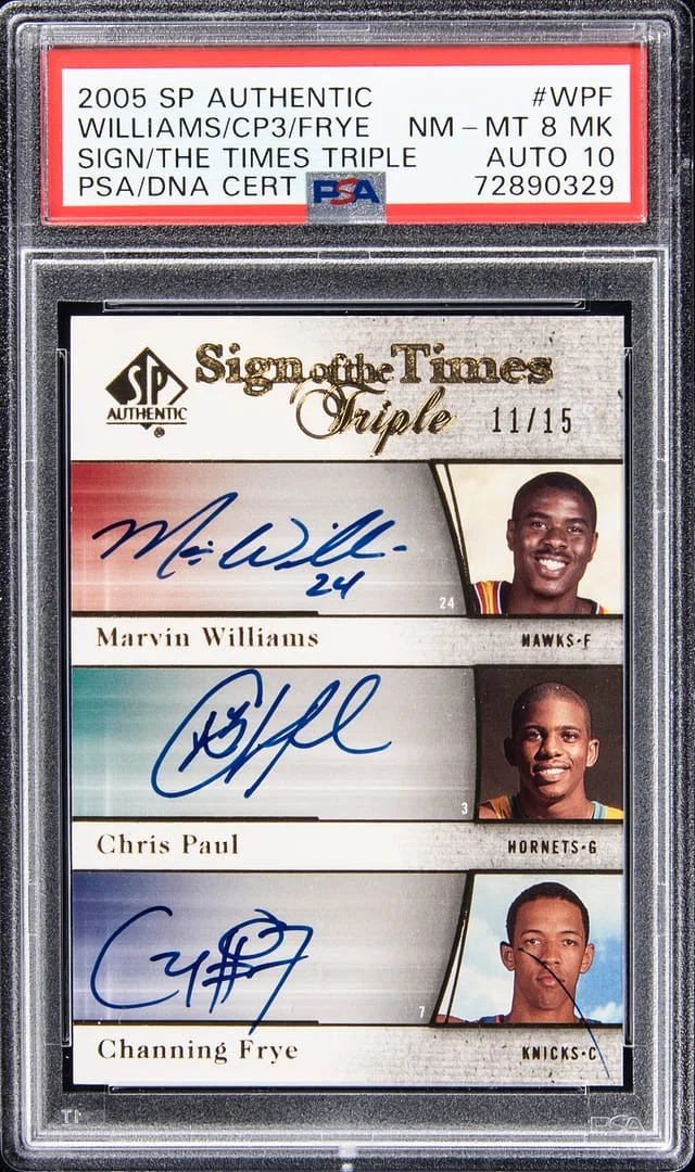 2005-06 Upper Deck SP Authentic Marvin Williams/Chris Paul/Channing Frye Multi-Signed Sign Of The Times Triple Autograph #ST-WPF card image
