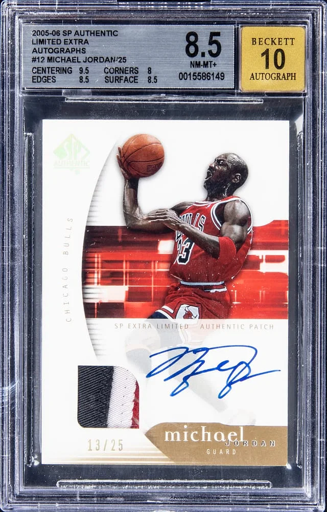 2005-06 Upper Deck SP Authentic Michael Jordan Extra Limited Autograph Patch #12 card image