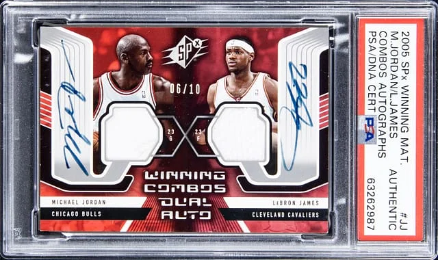 2005-06 Upper Deck SPx LeBron James/Michael Jordan Winning Material Combos Autographs #AWC-JJ card image