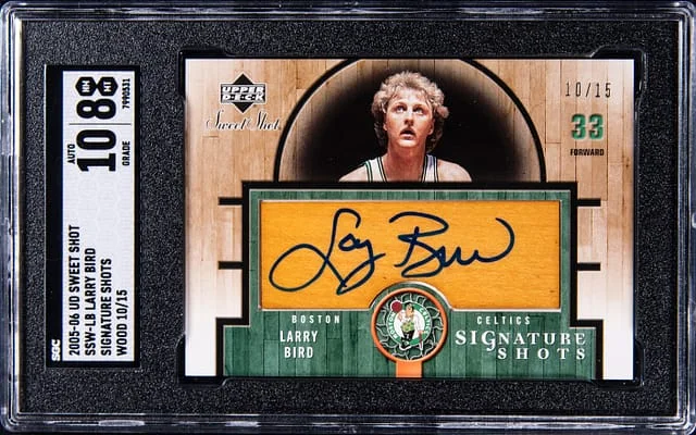 2005-06 Upper Deck Sweet Shot Larry Bird Signature Shots Wood #SSW-LB card image