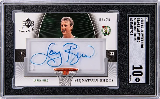 2005-06 Upper Deck Sweet Spot Larry Bird Signature Shots Acetate #SSA-LB card image