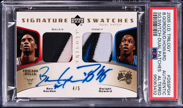 2005-06 Upper Deck Trilogy Ben Gordon/Dwight Howard Signature Swatches Dual Patches #DSSP-GH card image