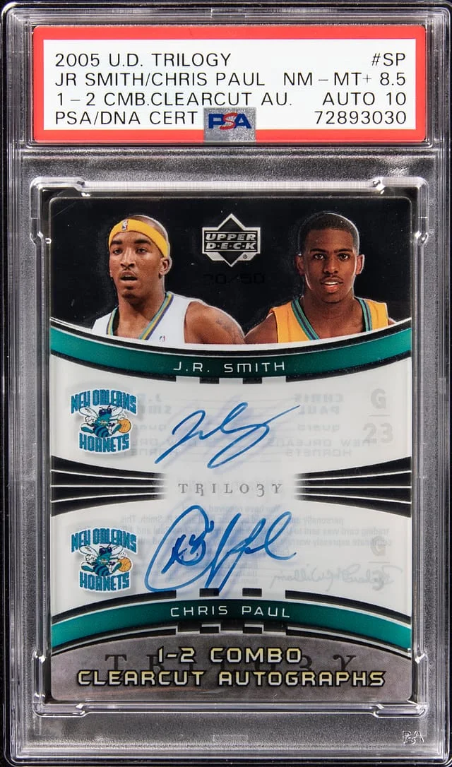 2005-06 Upper Deck Trilogy Chris Paul/J.R. Smith 1-2 Combo Clearcut Autographs #1-2-SP card image