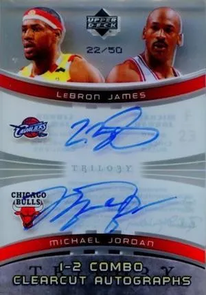 2005-06 Upper Deck Trilogy Lebron James One Two Combo Clearcut Autographs #1-2-JJ card image