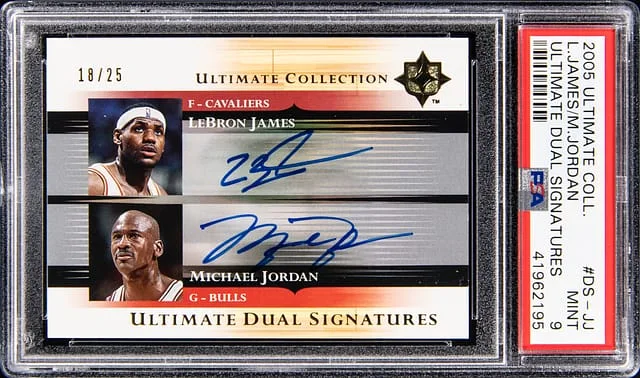 2005-06 Upper Deck Ultimate Collection LeBron James/Michael Jordan Ultimate Dual Signatures #DS-JJ card image