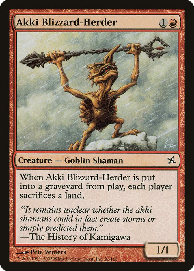 2005 Betrayers of Kamigawa Akki Blizzard-Herder common #91 unlisted card image
