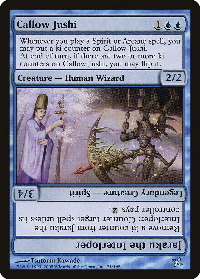 2005 Betrayers of Kamigawa Callow Jushi // Jaraku the Interloper uncommon #31 unlisted card image