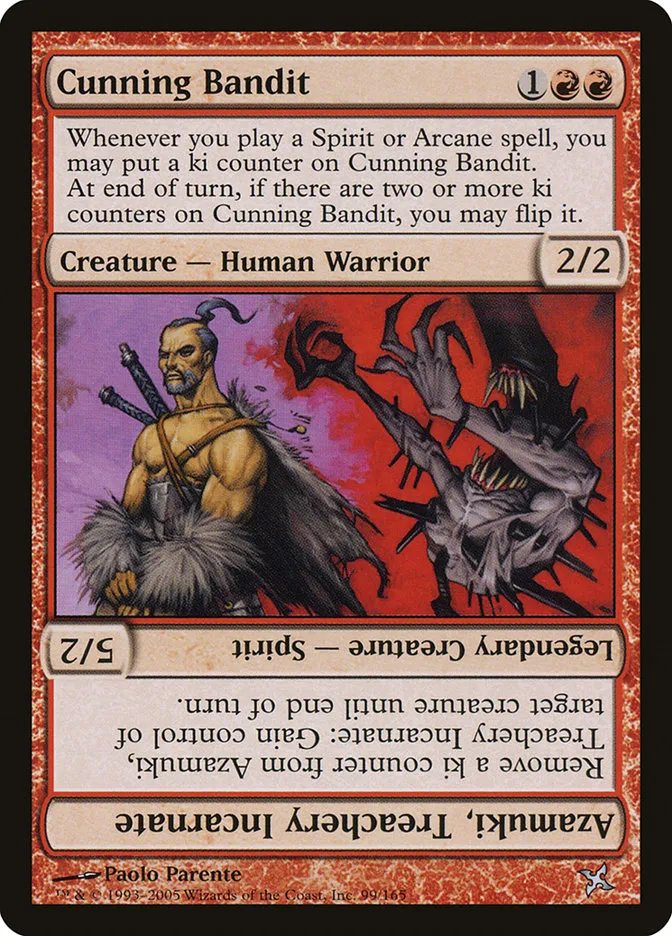 2005 Betrayers of Kamigawa Cunning Bandit // Azamuki, Treachery Incarnate uncommon #99 unlisted card image