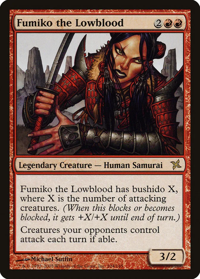 2005 Betrayers of Kamigawa Fumiko the Lowblood rare #104 unlisted card image