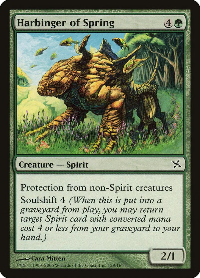 2005 Betrayers of Kamigawa Harbinger of Spring common #128 unlisted card image