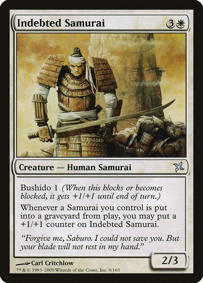 2005 Betrayers of Kamigawa Indebted Samurai uncommon #9 unlisted card image